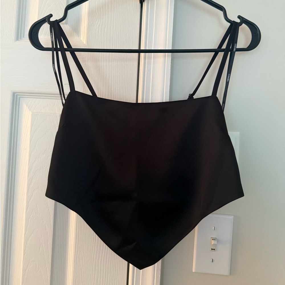Black Triangle Bandeau Crop Top with Spaghetti Straps